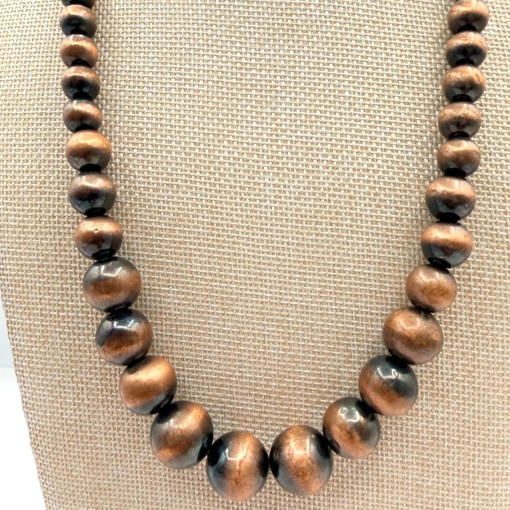 Vintage 90s Silver Tone Round Beaded Necklace Boho Women's Classic Jewelry Y2K